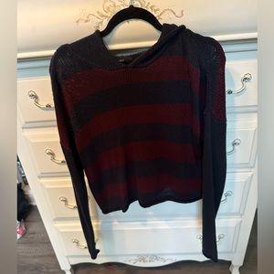 Hooded Cropped Striped Oversized Sweater, Size Medium, Forever 21